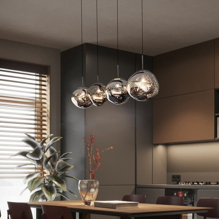 Molten Chrome Glass Pendant Light for Dining Tables