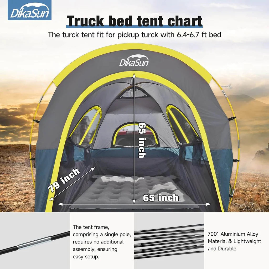 Pickup Truck Bed Tent with Awning & Waterproof Rainfly