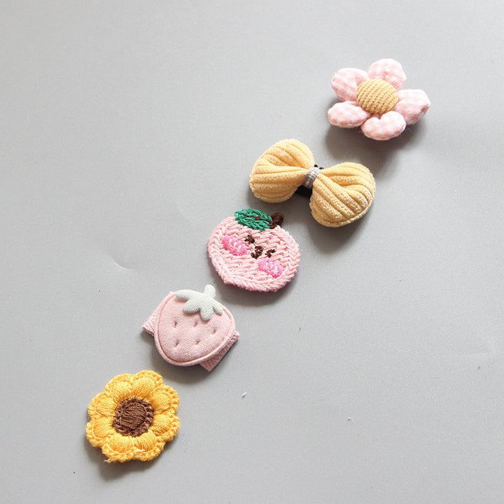 Girls Hair Clips – Colorful Crown, Bow & Flower Set