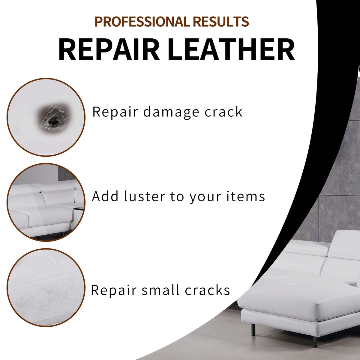 Leather Repair Cream for Scratches, Cracks & Faded Color