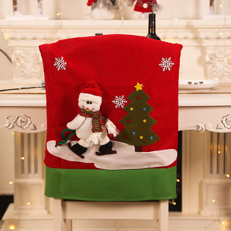 Christmas Chair Covers Santa Snowman 2-Piece Festive Set