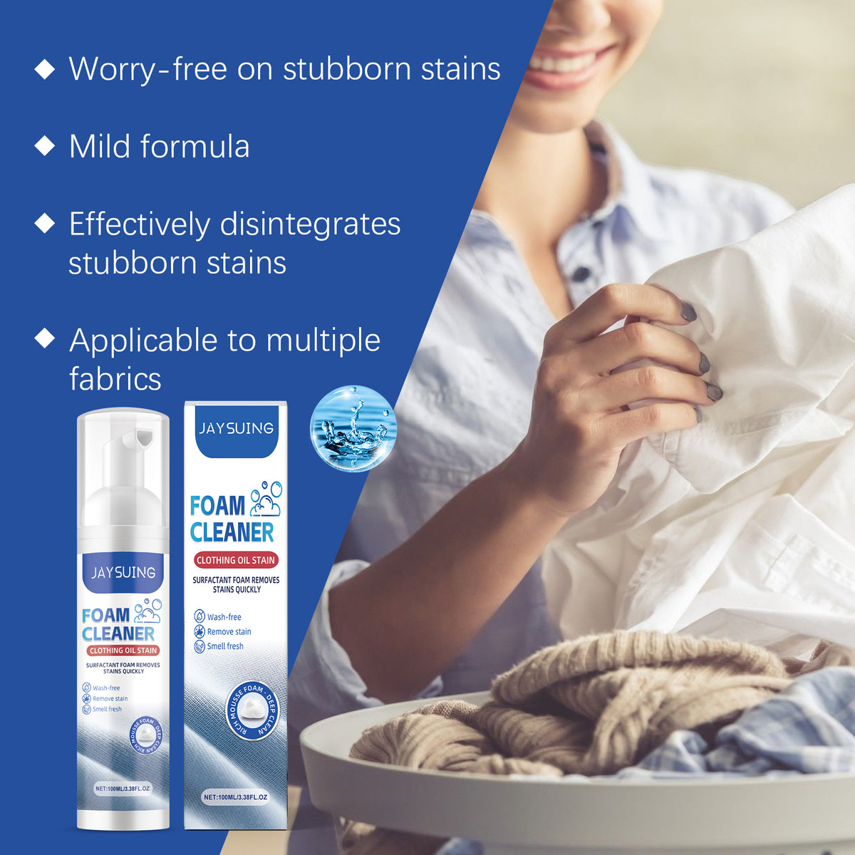 Clothing Stain Remover Foam for Stubborn Oil Stains