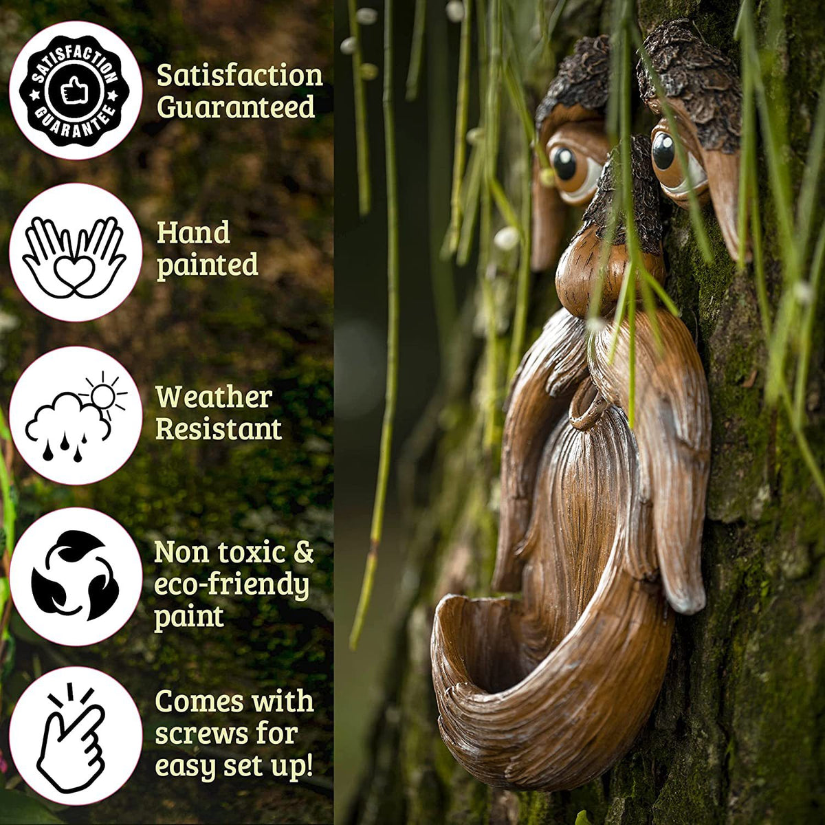 Bird Feeder Tree Face Garden Decor for Outdoor Walls