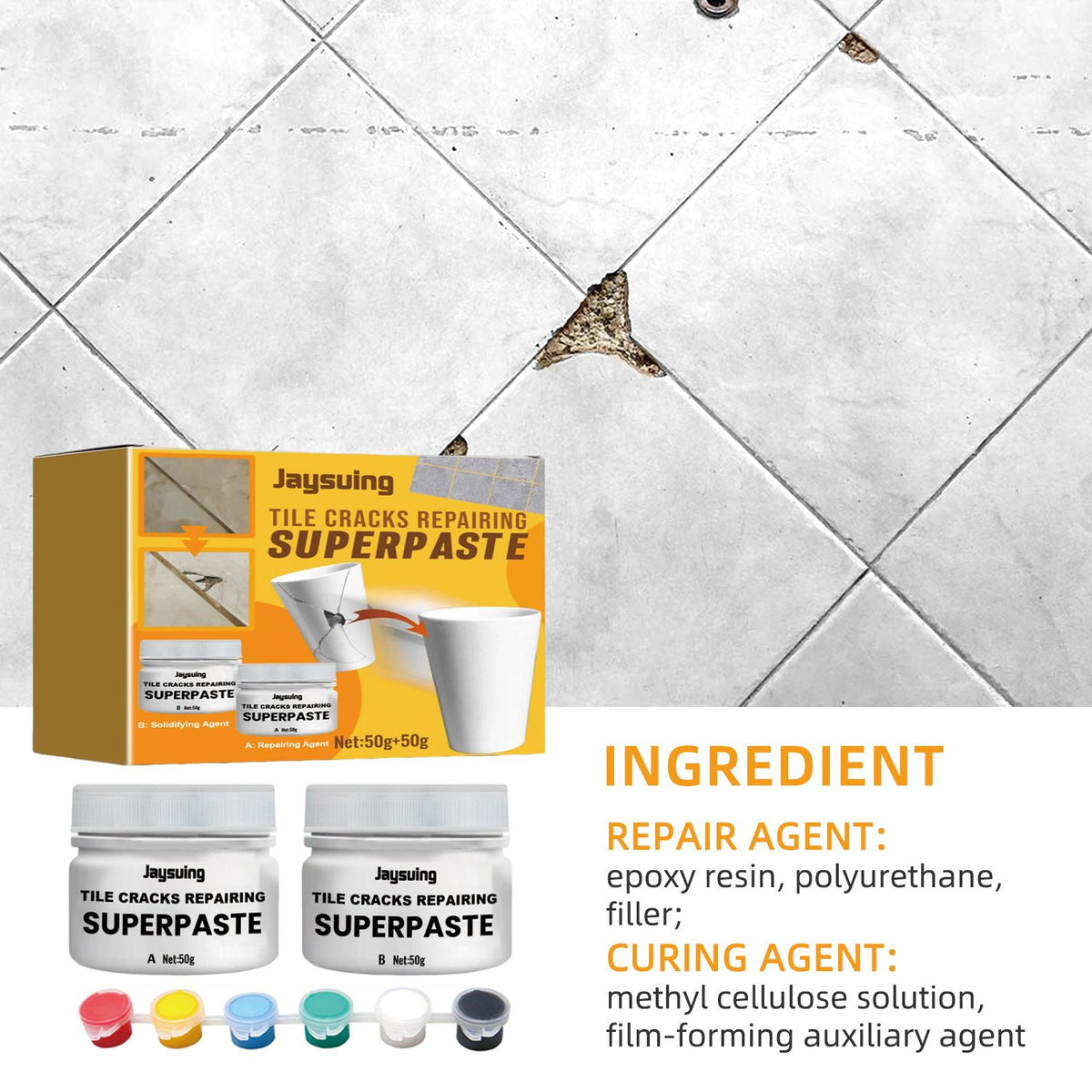 Tile Repair Paste Kit for Cracks, Chips, Pits & Holes