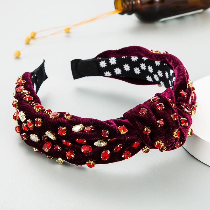 Velvet Rhinestone Headband for Glamorous Party Styling
