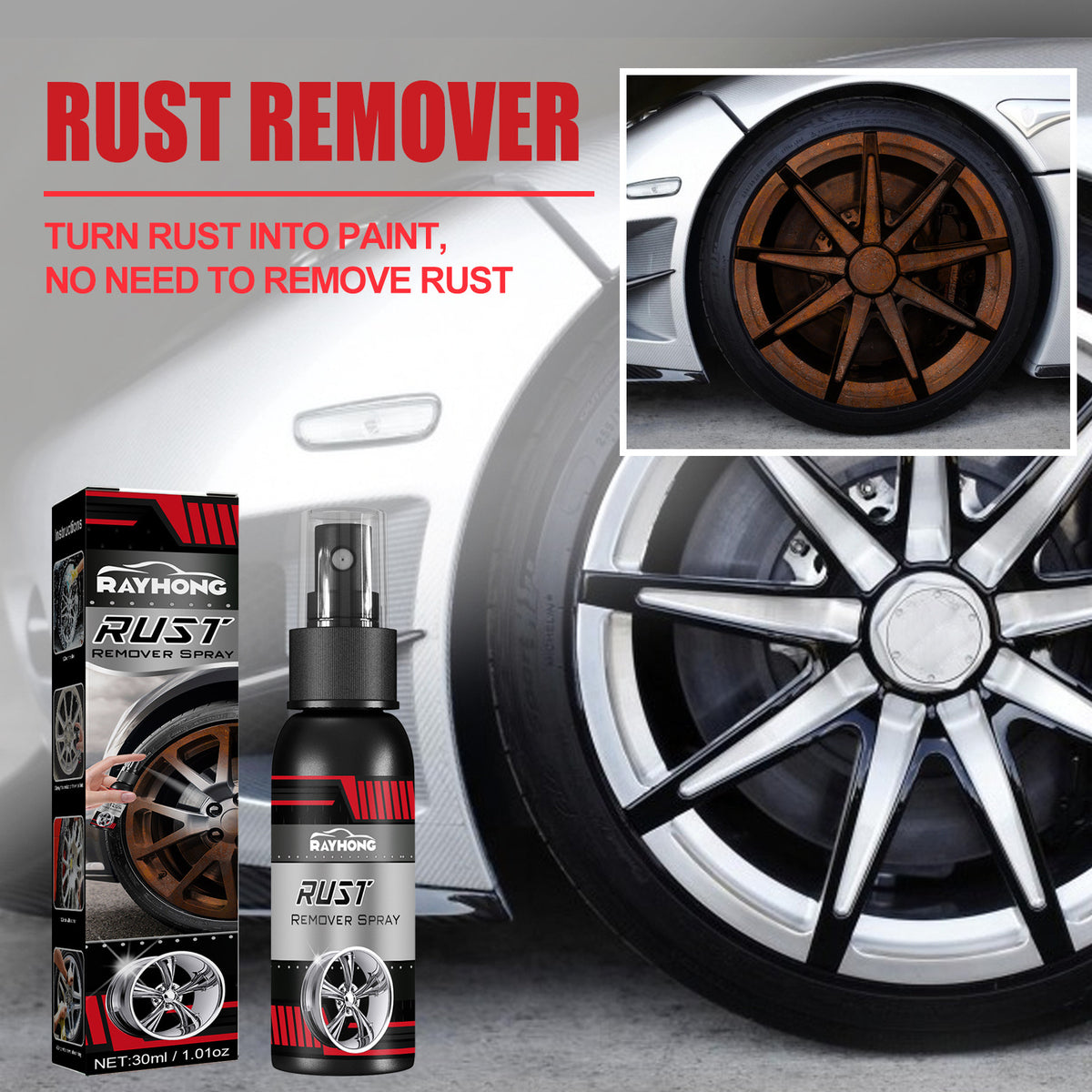 Auto Rust Remover Spray for a Paintable Metal Surface