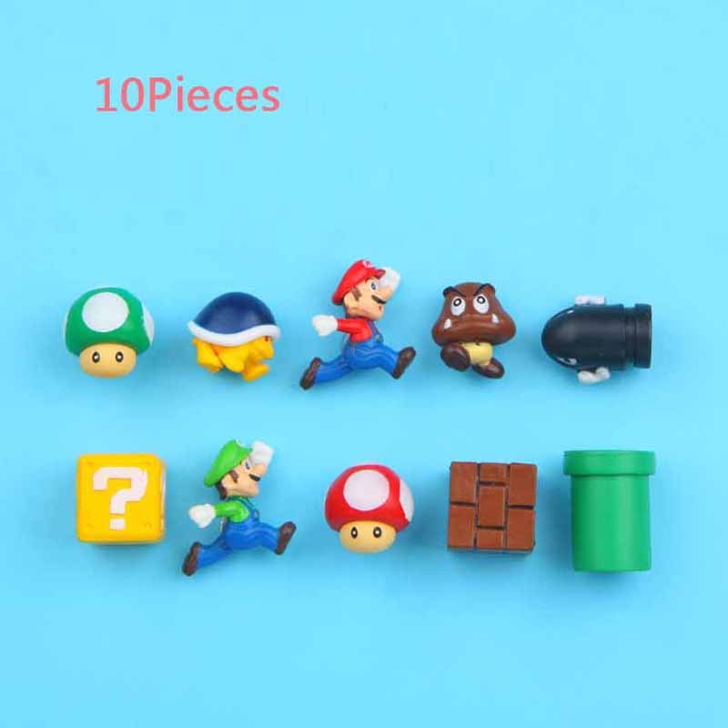 Super Mario Fridge Magnets: 8-Piece 3D Resin Decor Set