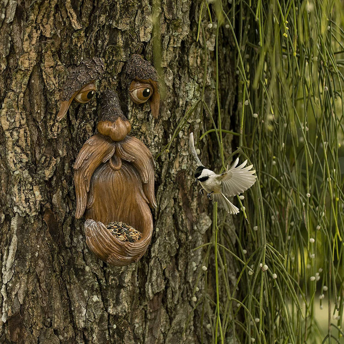 Bird Feeder Tree Face Garden Decor for Outdoor Walls