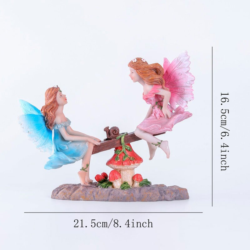 Fairy Garden Seesaw Figurine for Outdoor Garden Decor