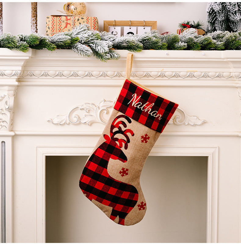Personalized Christmas Stockings in Rustic Plaid Decor