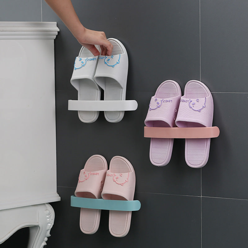 Punch-Free Bathroom Slipper Rack That Keeps Floors Dry