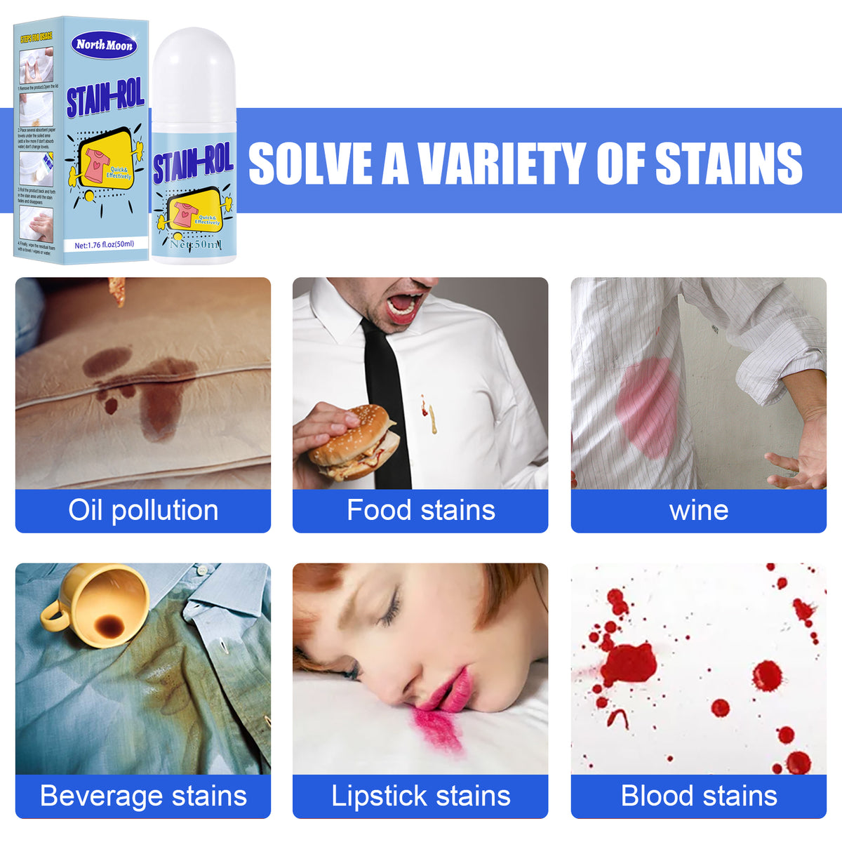 Clothing Stain Remover Roll-On for Quick Spot Cleanups