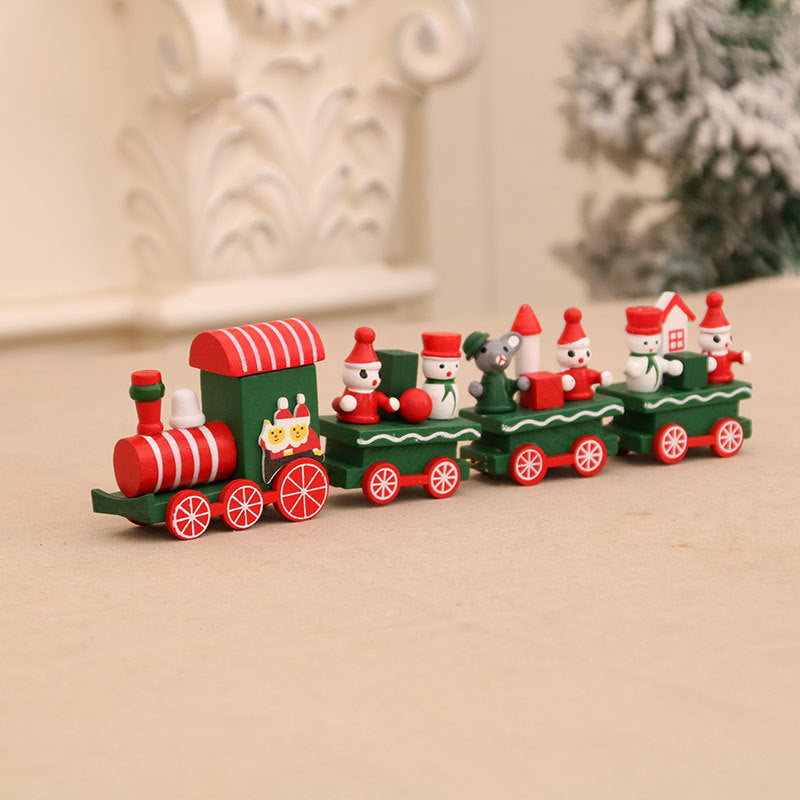 Wooden Christmas Train Decorations for Festive Displays