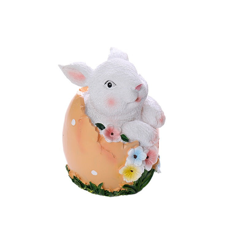 Hand-Painted Easter Bunny Resin Statue for Spring Decor