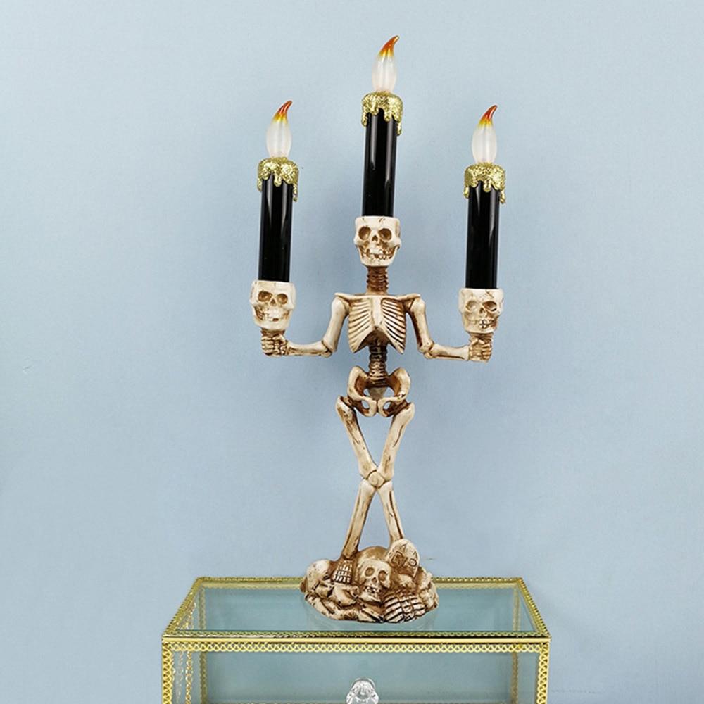 LED Skull Candle Holder: Gothic Halloween Centerpiece