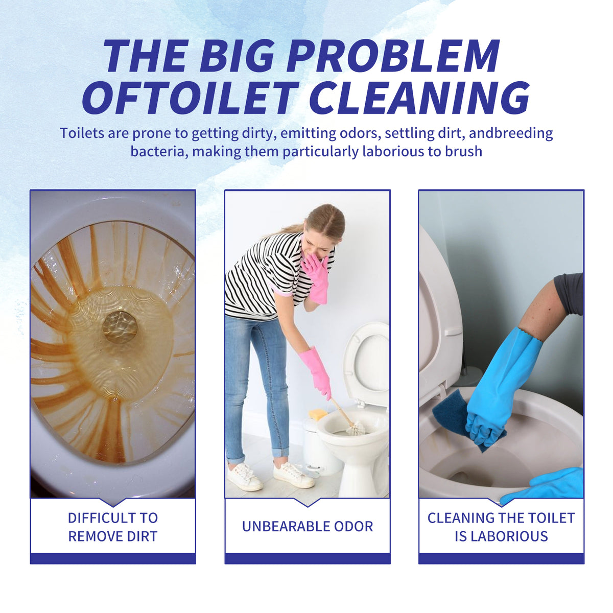 Toilet Cleaner Foam Blocks for Tough Stains & Odors