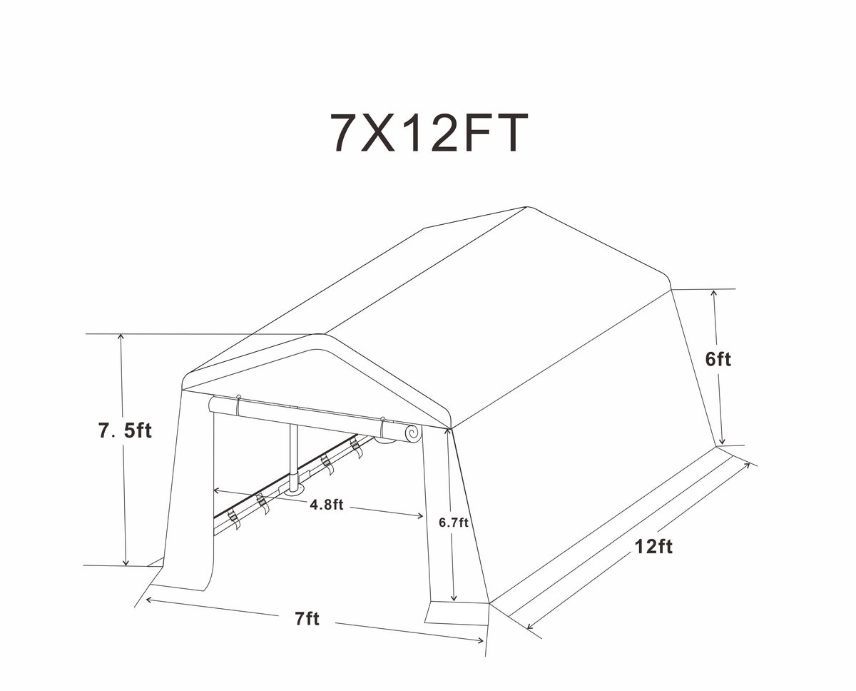 7x12 Ft Portable Outdoor Storage Shed for Mowers and Bikes