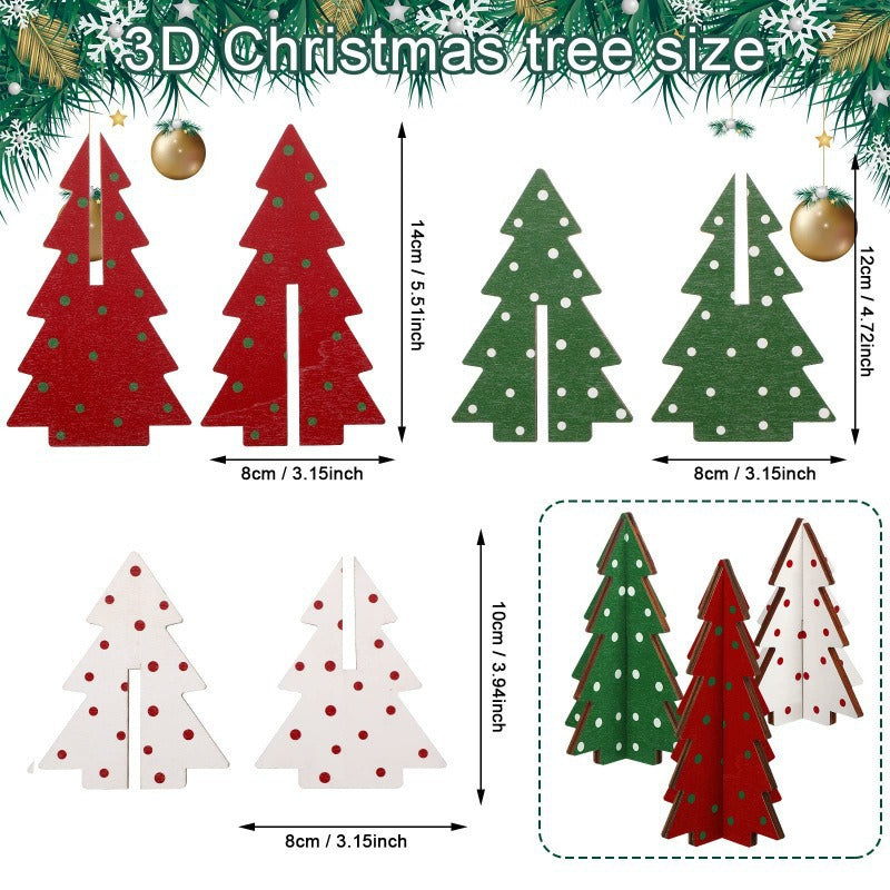 Wooden Christmas Tree Ornaments - Freestanding Tabletop Decor