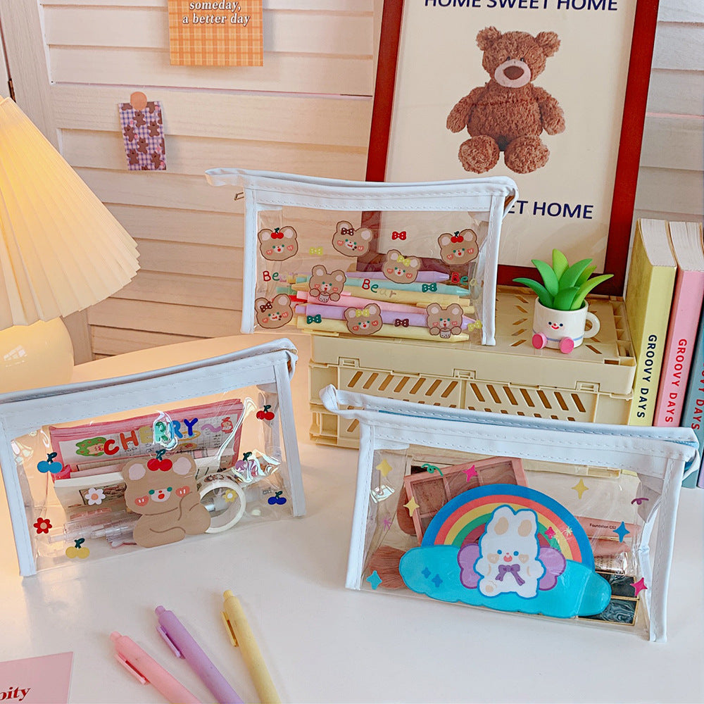 Clear Cute Bear Pencil Case, Large Capacity Pouch Bag