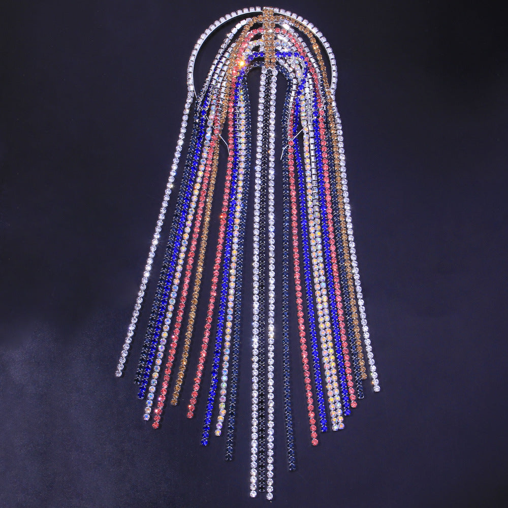 Rhinestone Tassel Headpiece for Dramatic Party Hair