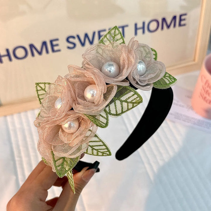 Floral Pearl Headband for Romantic Wedding Guest Style