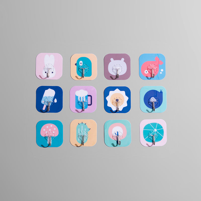 Hole-Free Sticky Wall Hooks with Cute Cartoon Designs