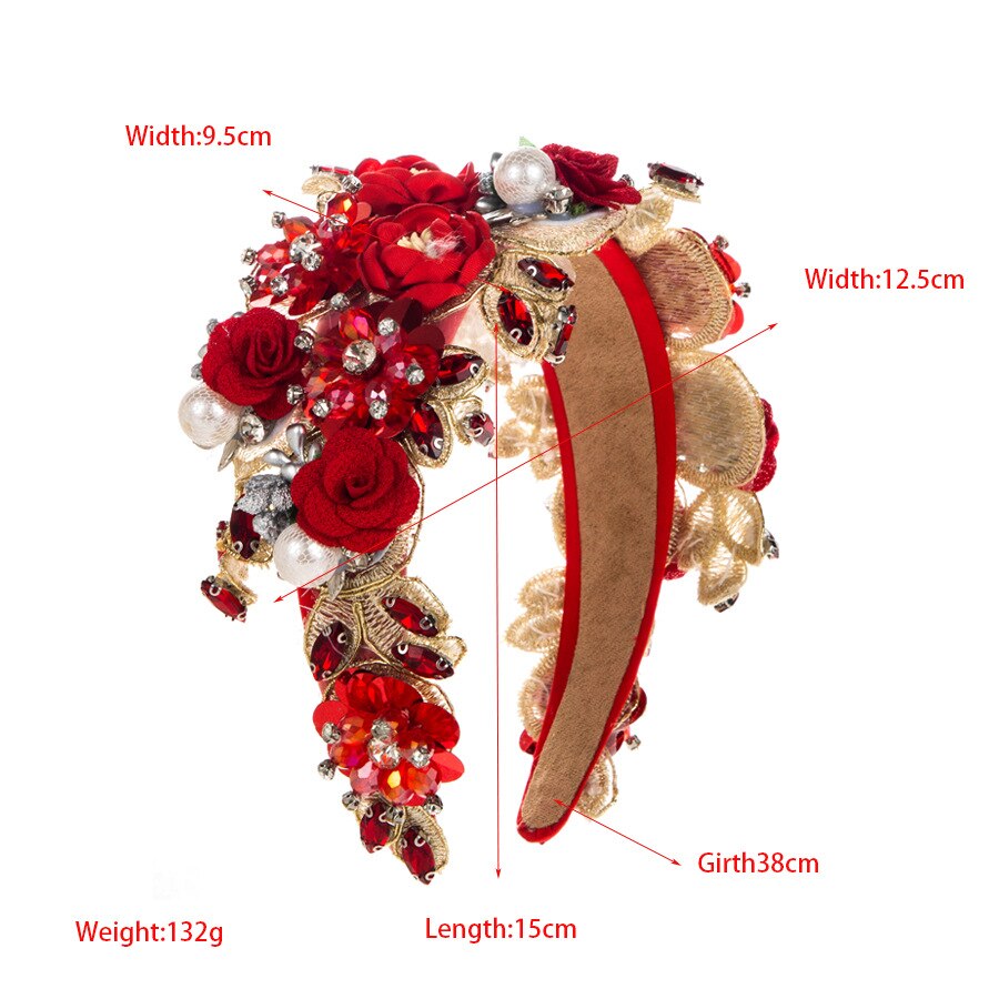 Luxury Floral Rhinestone Pearl Headband for Events