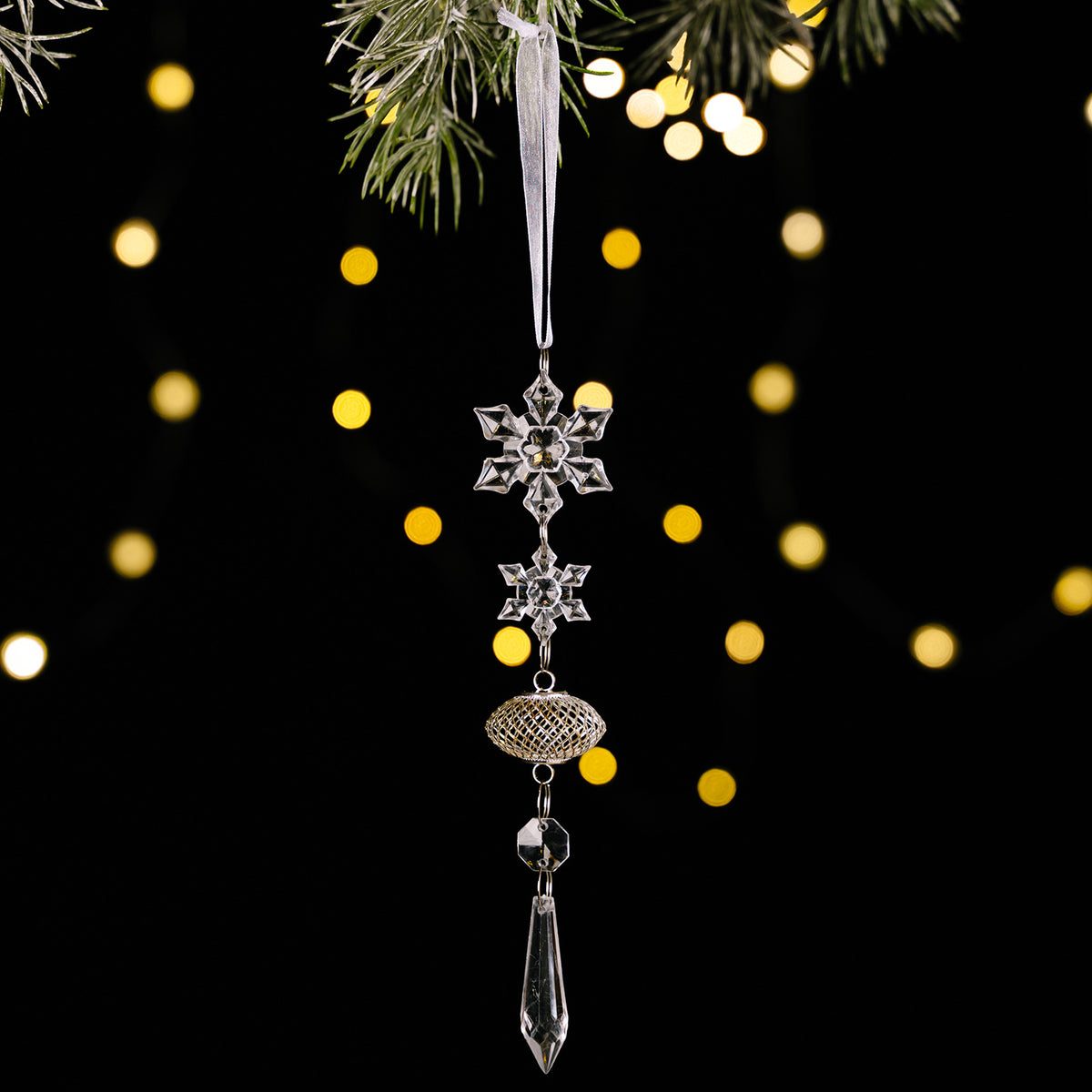 Crystal Snowflake Tree Ornament – Elegant Winter Sparkle