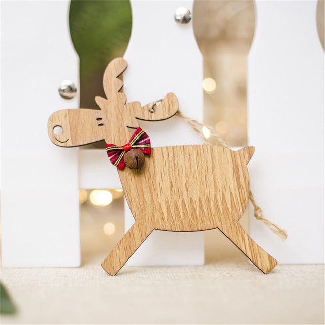 Wooden Deer Christmas Ornaments for Rustic Holiday Trees