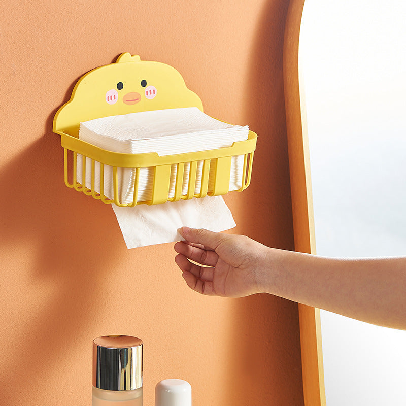 Punch-Free Wall Tissue Box Holder with Cute Chick Design