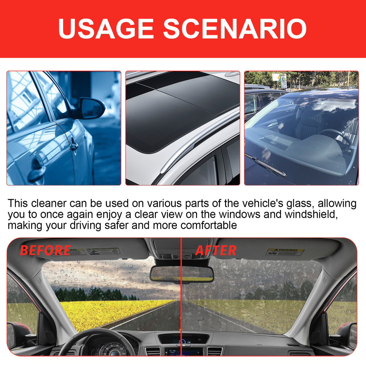 Automotive Glass Cleaner for Clearer Car Windshields