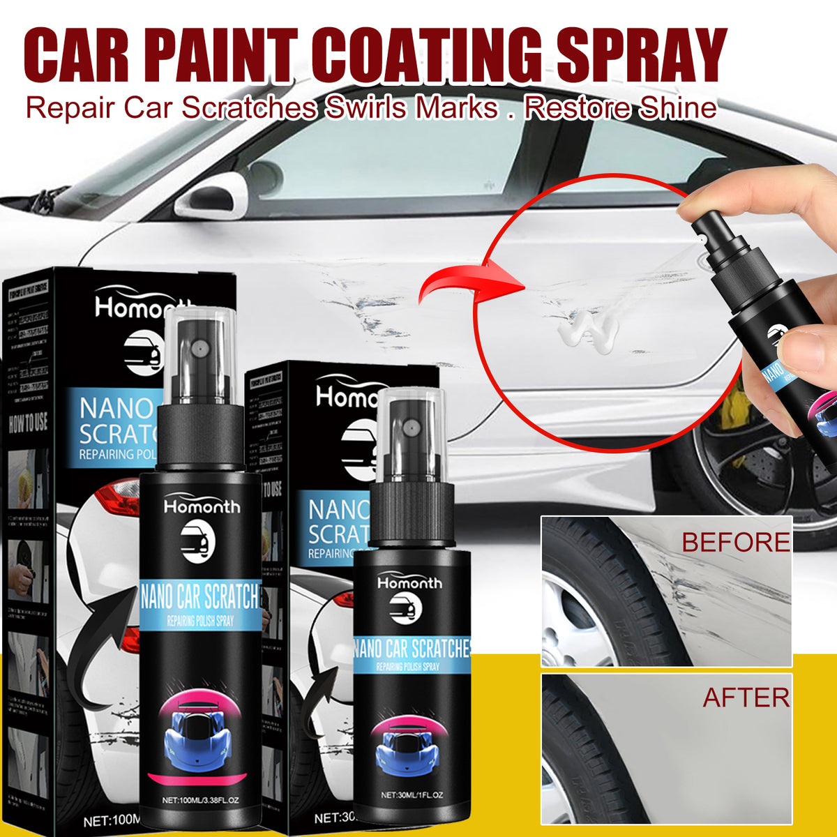 Car Scratch Repair Spray for Minor Paint Marks & Swirls