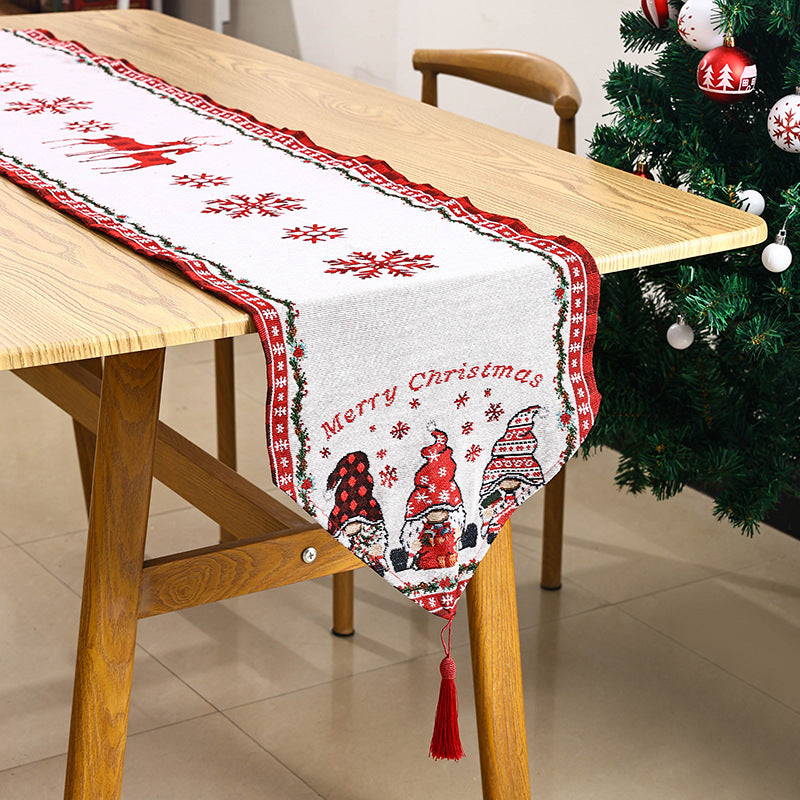Christmas Table Runner with Festive Santa Table Decor