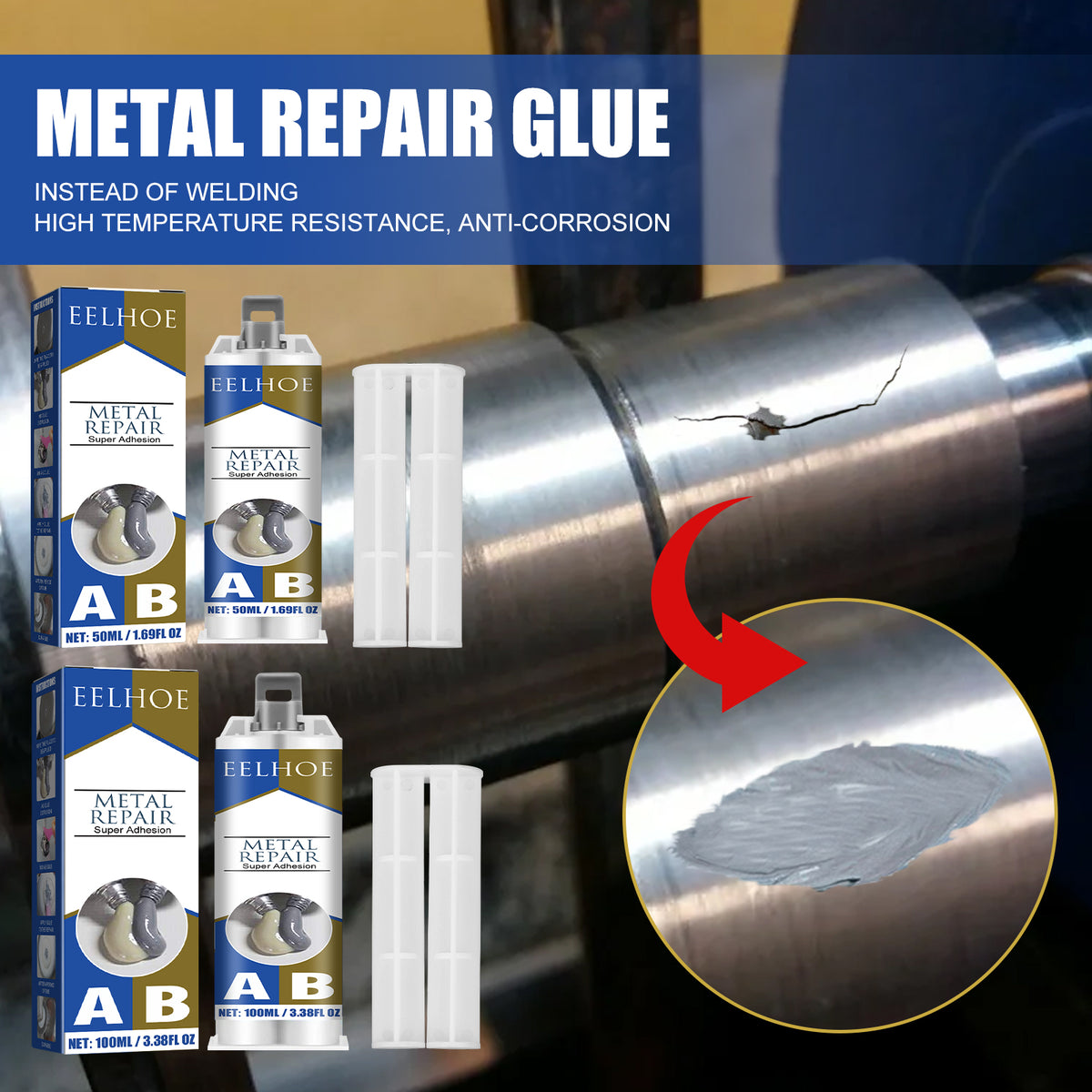 Metal Repair Adhesive for Cracks, Leaks and High Heat