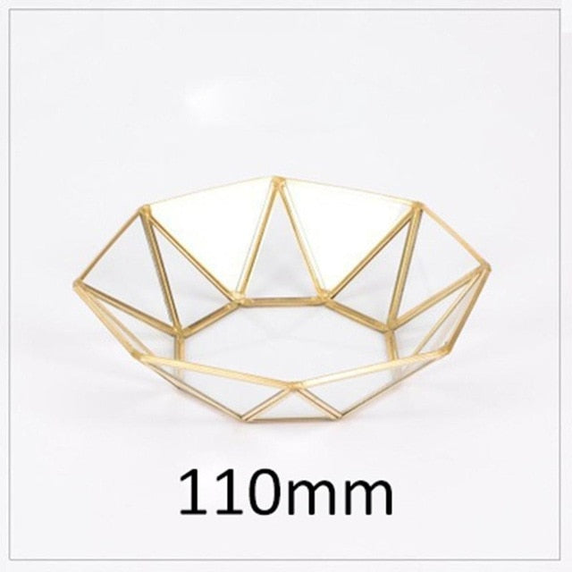Geometric Brass Glass Vanity Tray Organizer for Perfume
