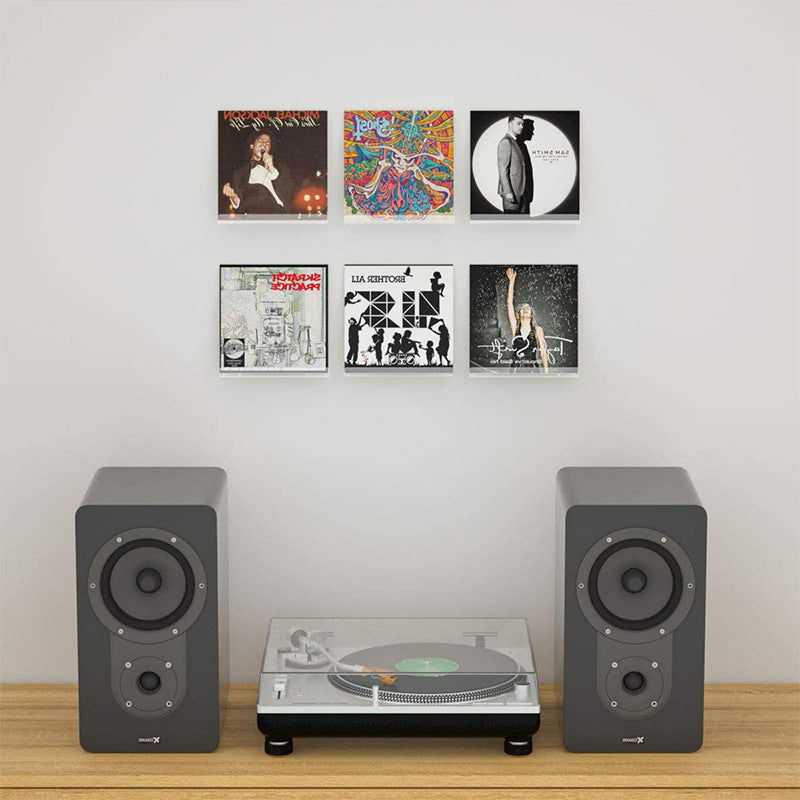 Floating Clear Acrylic Record Shelf for Wall Display