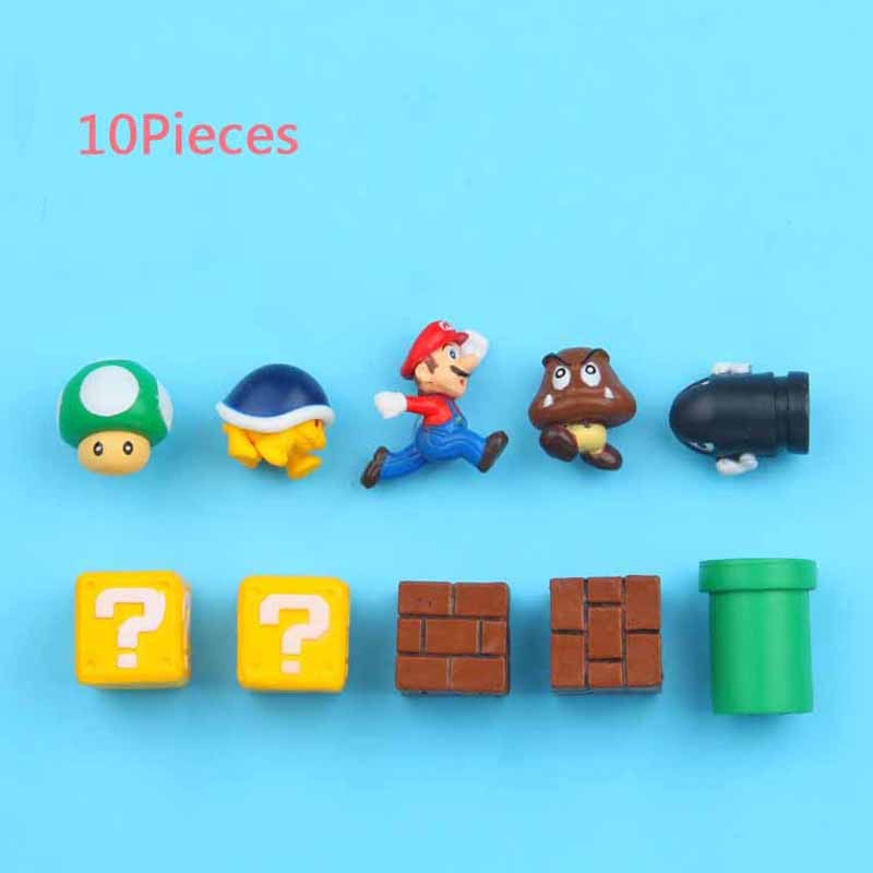 Super Mario Fridge Magnets: 8-Piece 3D Resin Decor Set