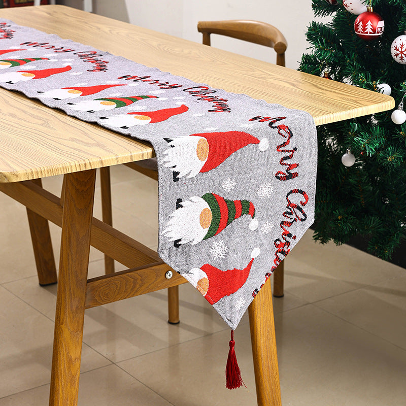 Christmas Table Runner with Festive Santa Table Decor