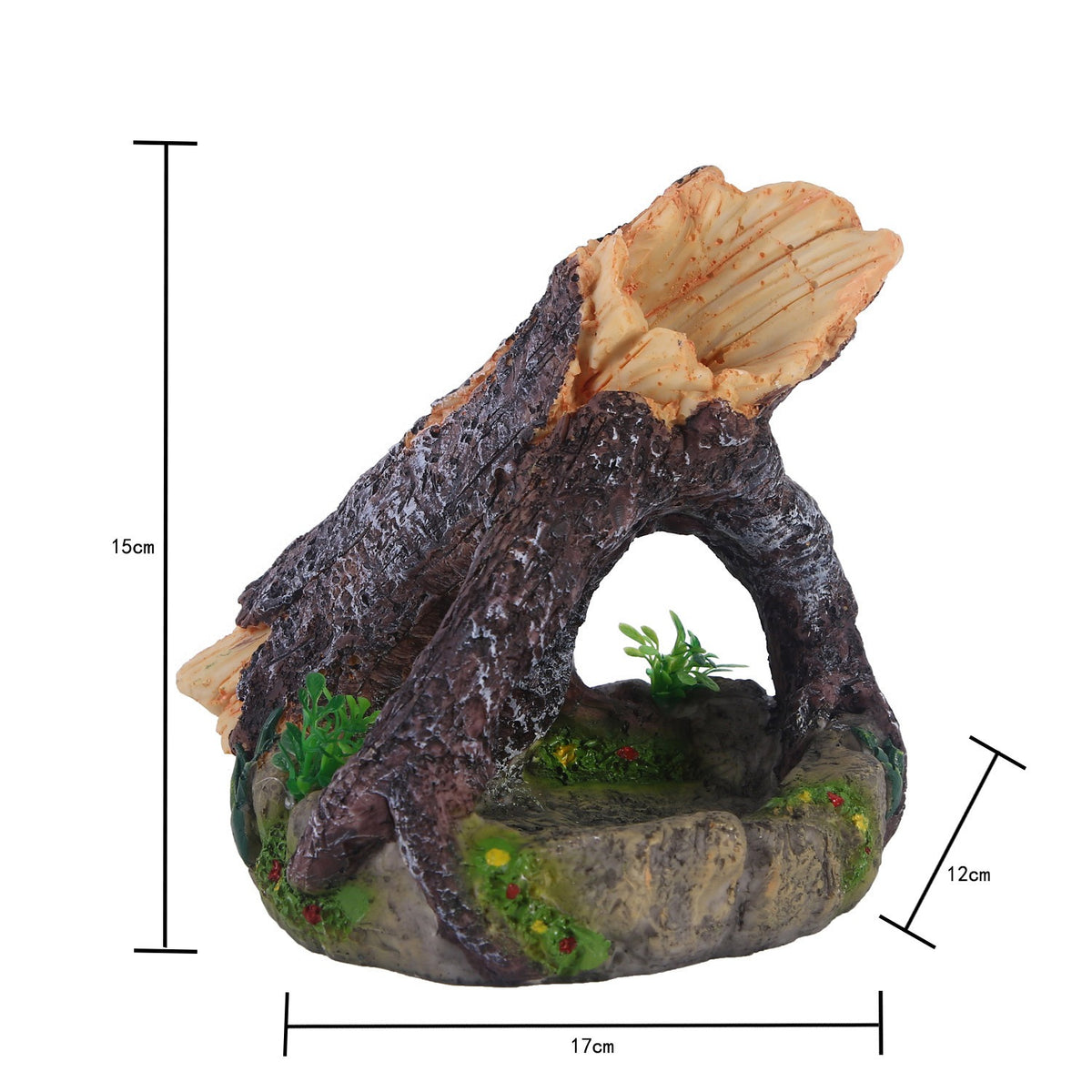 Fish Tank Log Hideout Cave for Shy Fish, Resin Bark