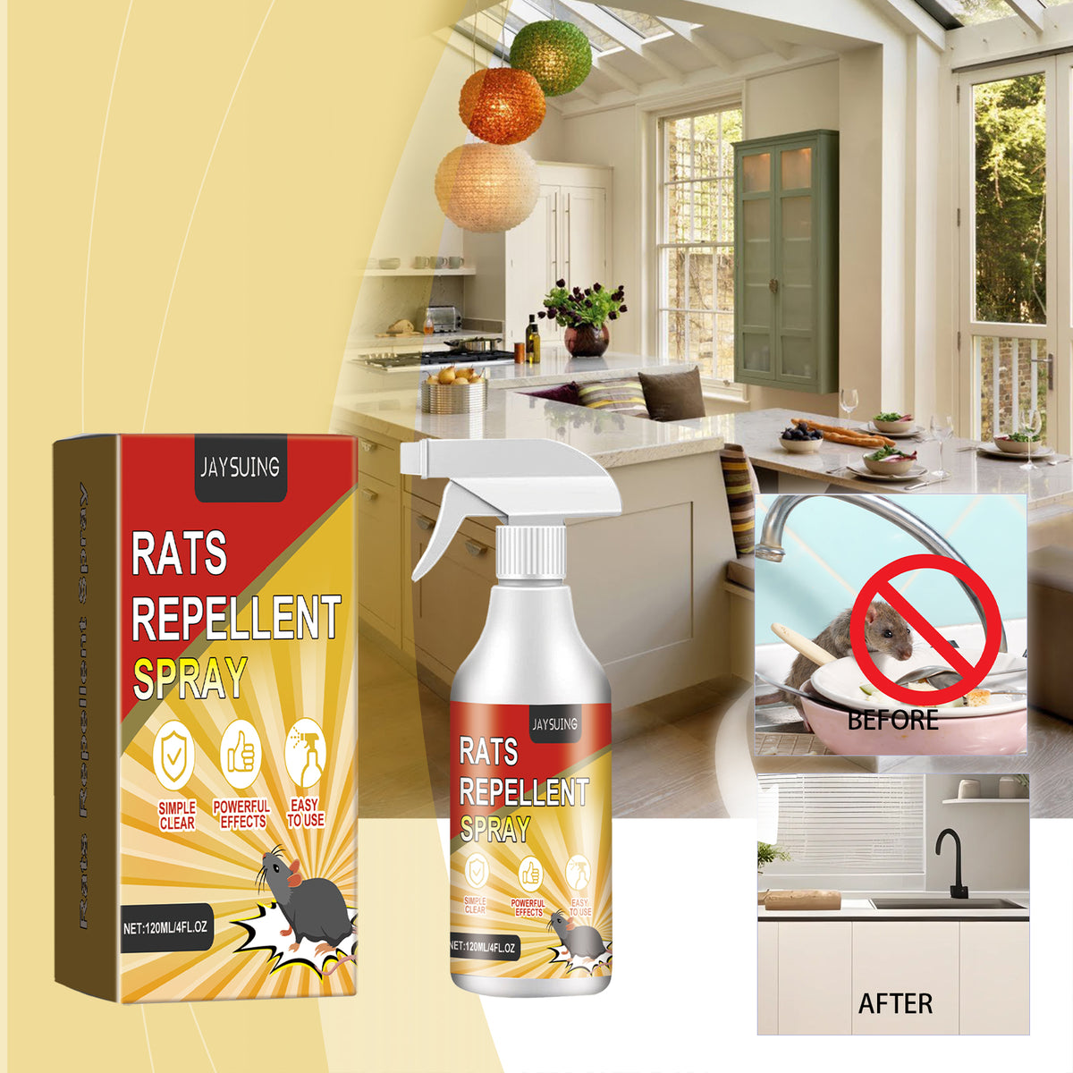 Rat Repellent Spray for Home, Car & Outdoor Spaces