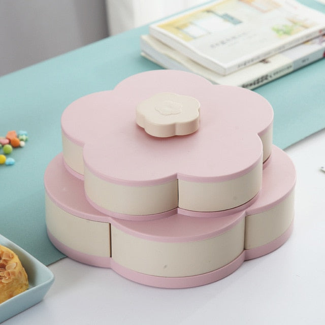 Rotating Flower Candy Tray with Separate Snack Compartments