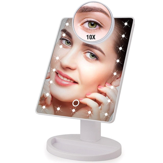 22 LED Lights Touch Screen Makeup Mirror 1X 10X Table Deskto