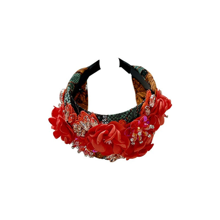 Handmade Floral Headband With Rich Jewel-Tone Sparkle