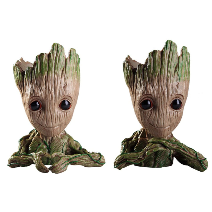 Character Pen Holder Planter with Wood-Grain Finish
