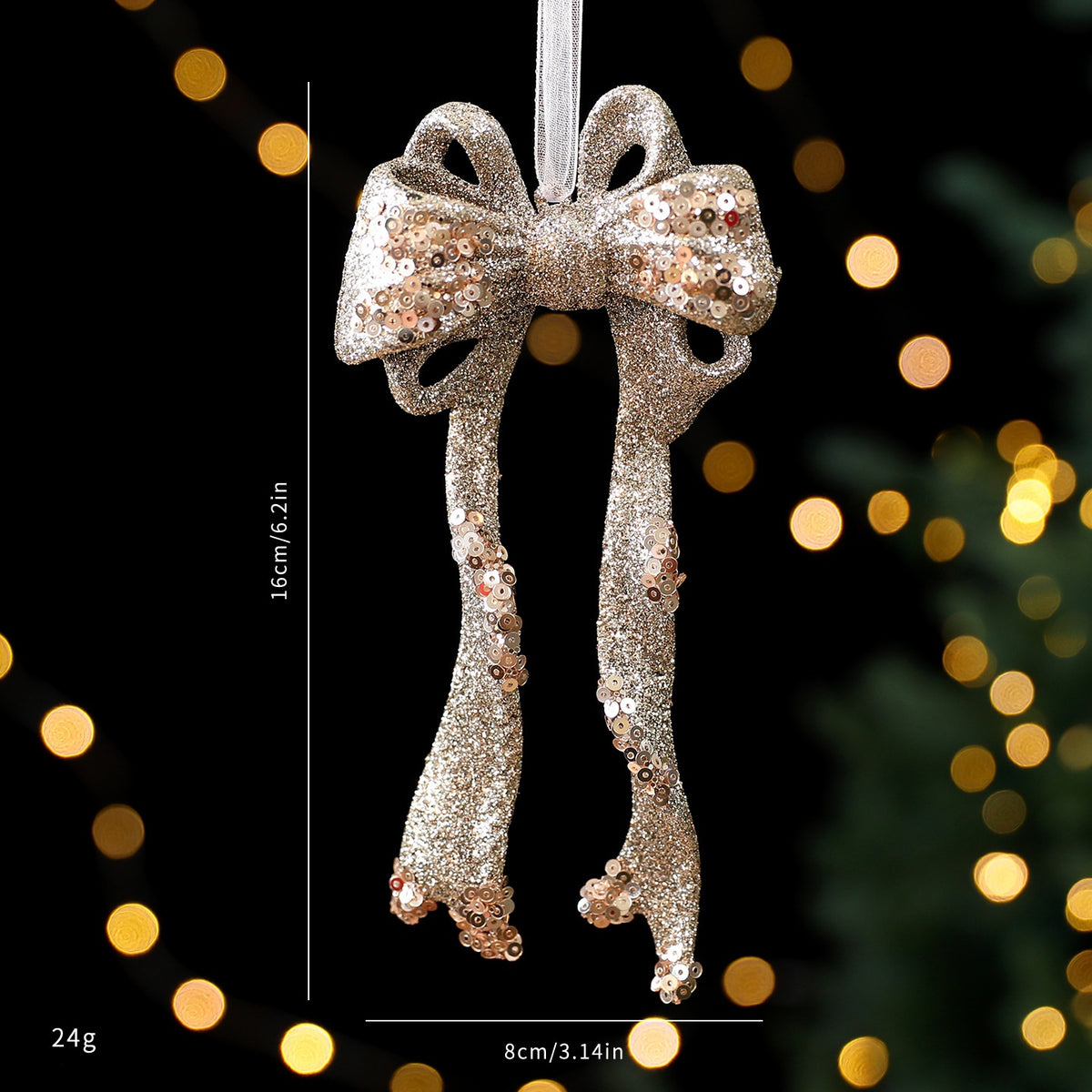 Christmas Tree Ornaments Champagne Gold Sparkling Decor