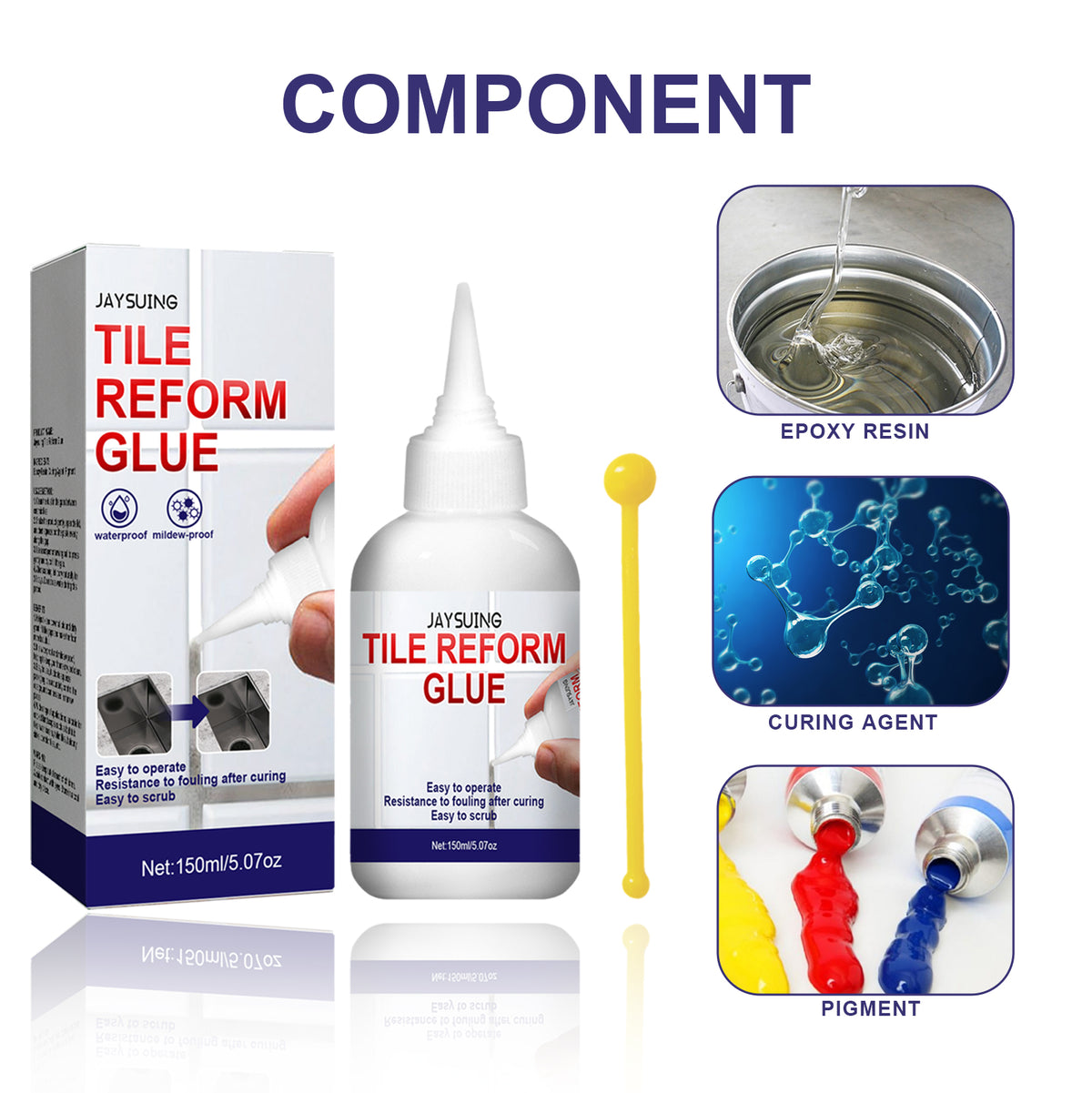Tile Gap Filler for Waterproof, Mildew-Resistant Repair