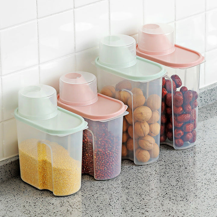 Clear Grain Storage Tank with Measuring Cup Dispenser
