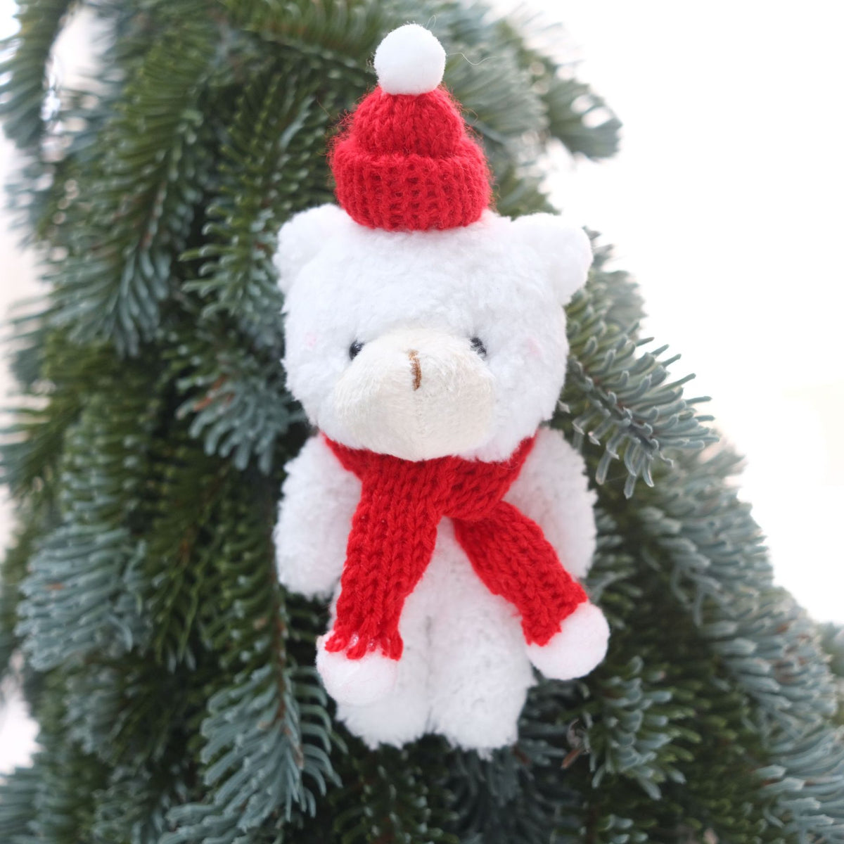Fuzzy Bear Christmas Ornament for Festive Tree Charm