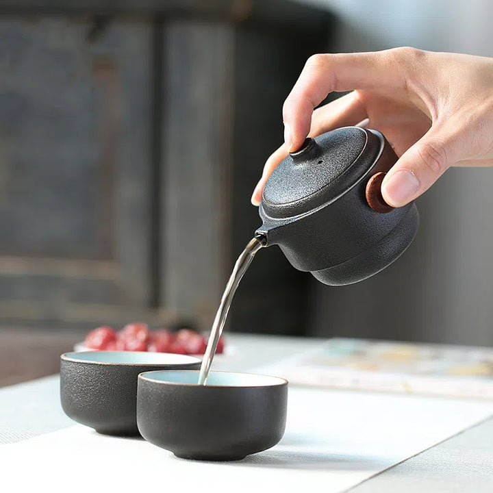 Portable Kung Fu Tea Set: Teapot and Two Cups to Go
