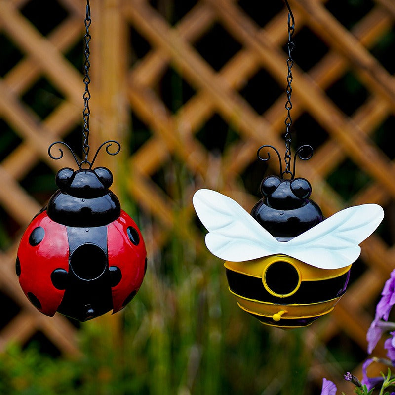 Metal Bumblebee Bird House Garden Decor for Winter